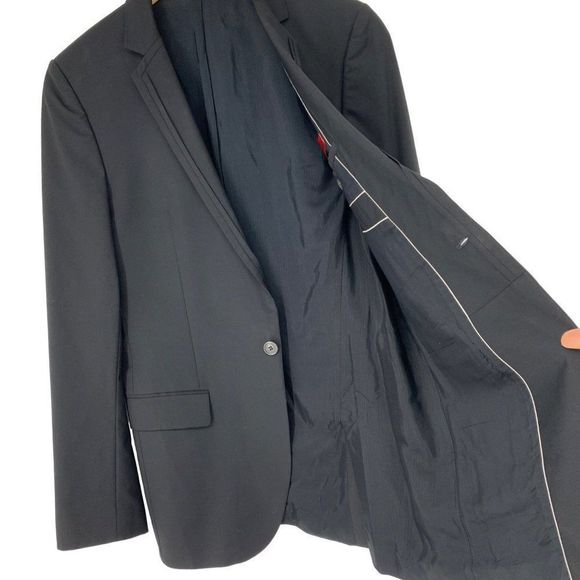 Mens Hugo Boss Dress Tux Jacket Coat Wool Jet Black Size 40L 3668 Formal Special - Picture 5 of 10